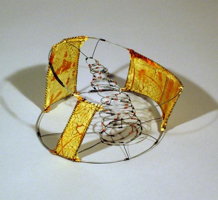 abstract sculpture with wire and fabric by brooke buss